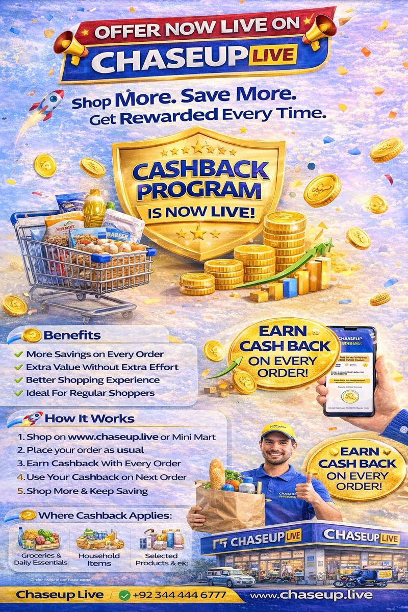 Cashback Offer Now Live on ChaseUp Live!